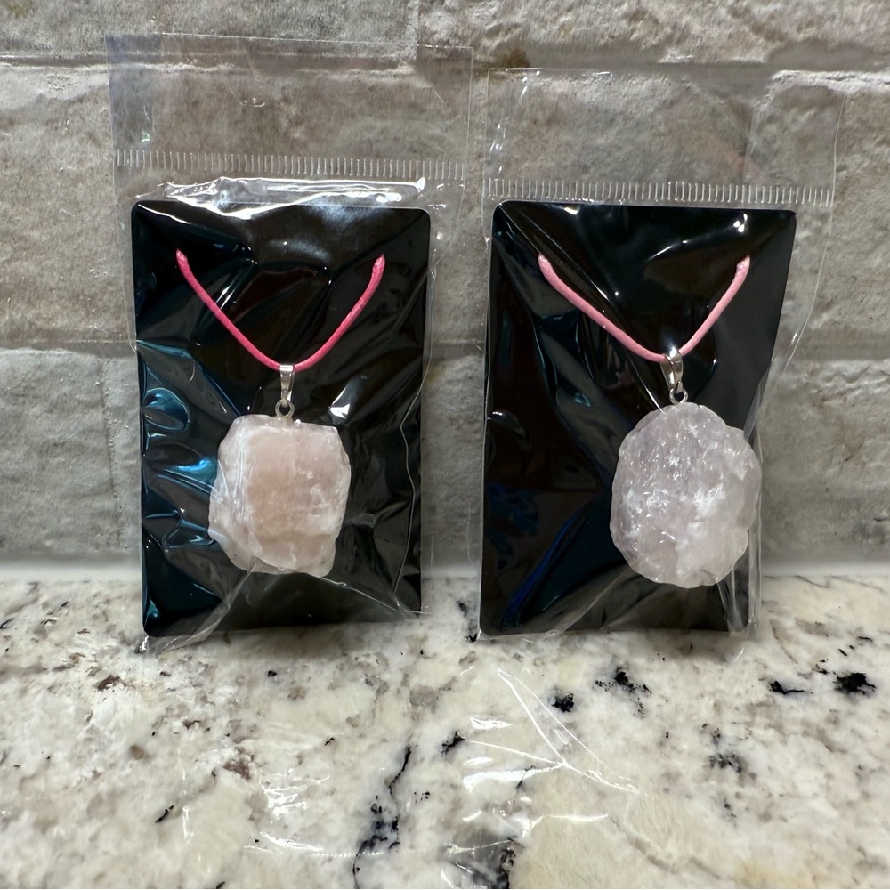 Handmade Rose Quartz Pendant Necklace NIP - choose 1